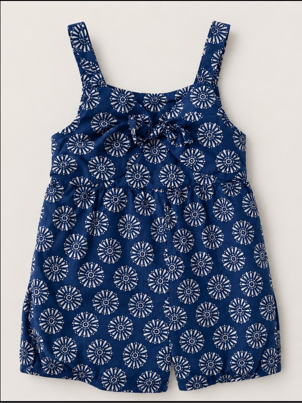 Tommy Bahama Girls Romper Blue White Pinwheel Cotton Lined Adjust. Straps Sz 6